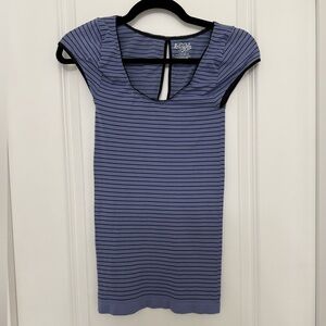 Free People Intimately - Striped Blue and Black Cap Sleeve Top